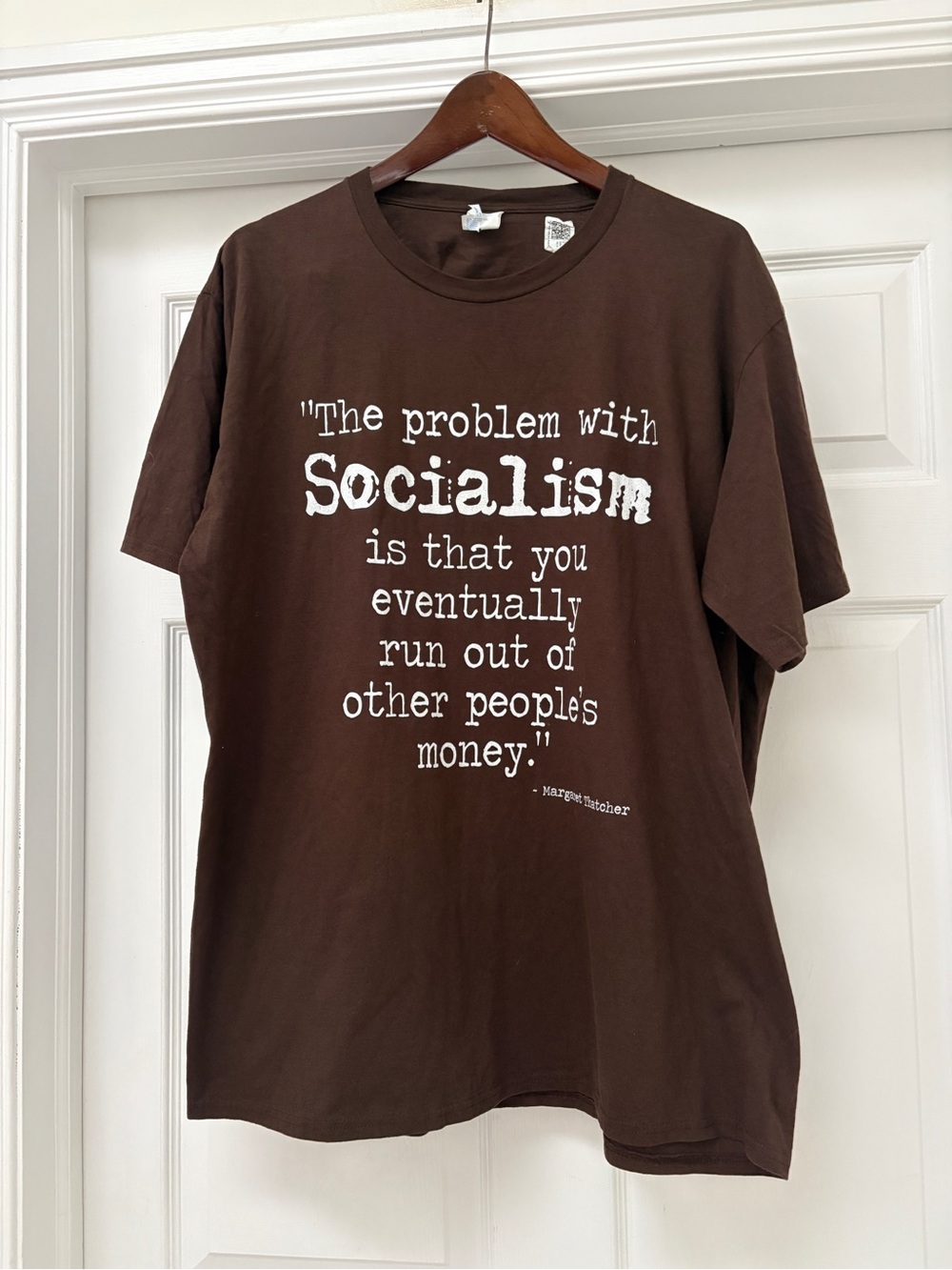 NWOT Port and Company Brown Graphic Quote Tee - White Text unisex